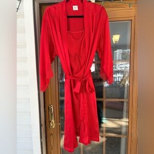 SOMA | Sensor's Red Lace & Silk
Chemise -Size Small AND S/M Short Robe Set